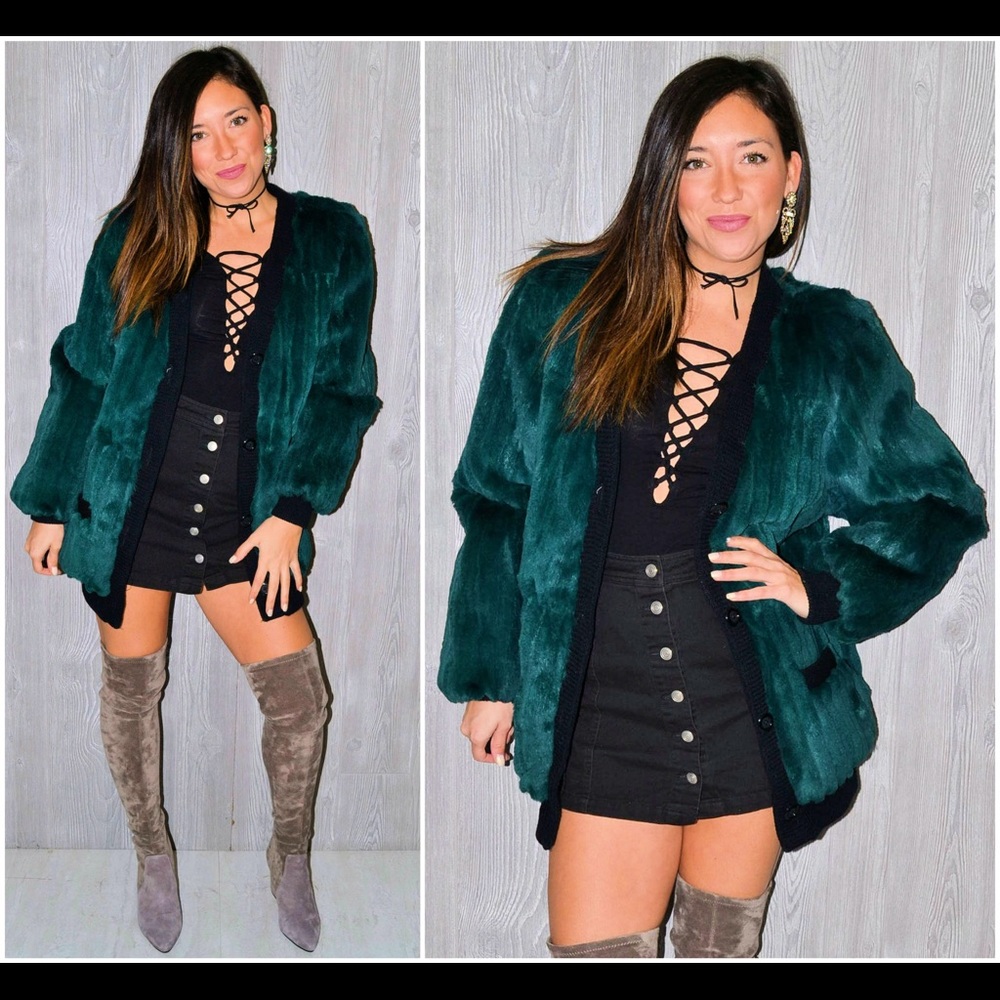 Beautiful Emerald Mink Fur Bomber - Size M